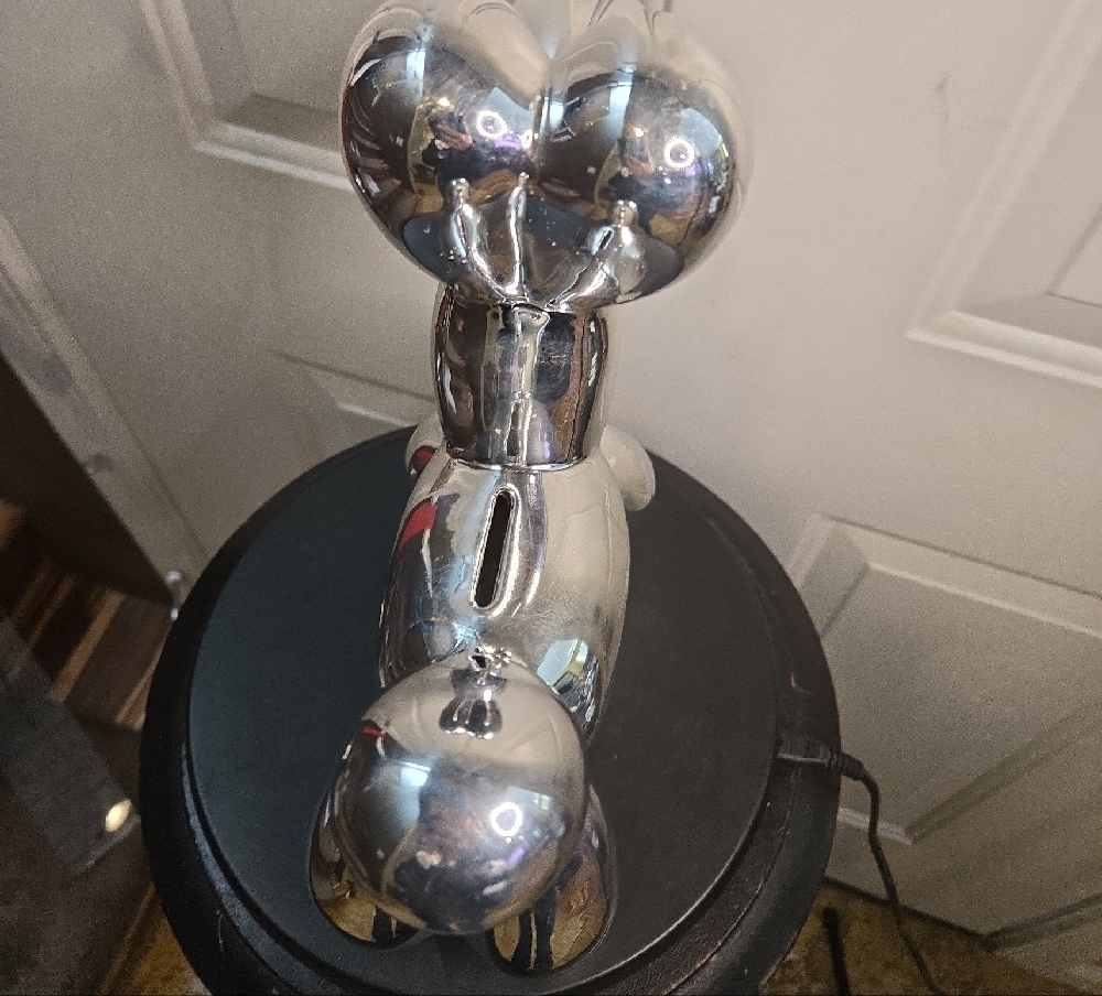 Jeff Koons Style Silver Balloon Dog Sculpture Ceramic Piggy Bank - Picture 3 of 13